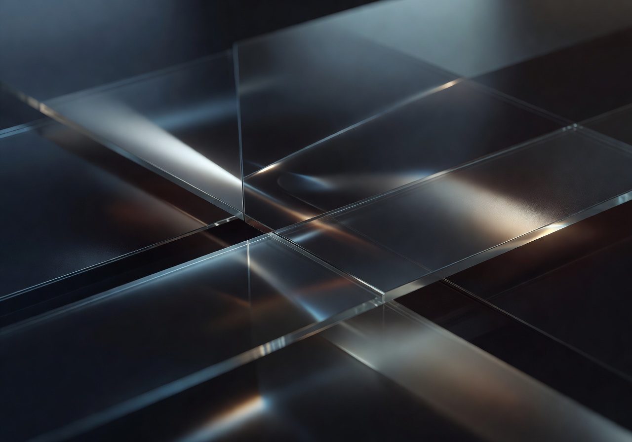 Abstract dark glass and light reflection showcasing glassmorphism concept